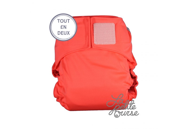 La Petite Ourse- Couche tout-en-2- Velcro- Orange fluo- Sans inserts